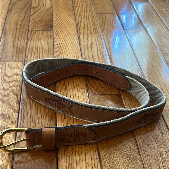 Zep-Pro Fish Belt Leather Solid Brass Buckle 36 Men’s Fisherman Nautical - Picture 1 of 8